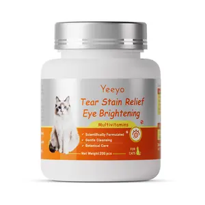 YeeYo Tear Stain Relief & Eye Brightening Daily Supplement for Cats with Cranberry & Probiotics Chicken Flavor 200 Tablets