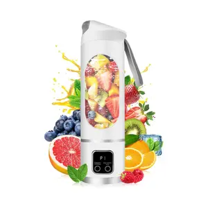 Portable Blender Personal Electric USB，500ML Portable juicer Shakes and Smoothies Blender，Small Blenders，Mixing，Compact、Convenient and Versatile (White &  Purple)
