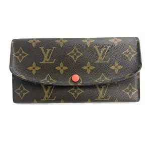 Pre-owned Louis Vuitton Emilie Monogram Canvas Long Wallet Orange Interior Flap Wallet