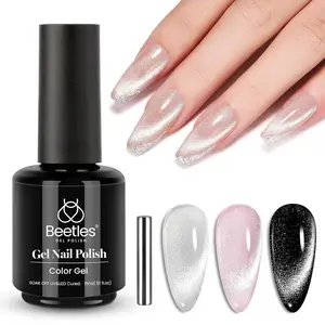 Beetles Cat Eye Gel Nail Polish 15ml Gel Polish Soak Off UV LED Nail Lamp 1 Color Silver Shimmer Velvet Gel Nail Polish Nail Art Manicure Salon DIY Home Case Daily