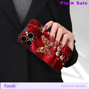 Red Love Butterfly Smartphone Casing - Shockproof TPU Soft Rubber Cellphone Case, Complete Protection Accessories for Apple iPhone 16,15,14,13,12,11,Xs,Plus,Pro,Max Devices with Protective Screen Protector
