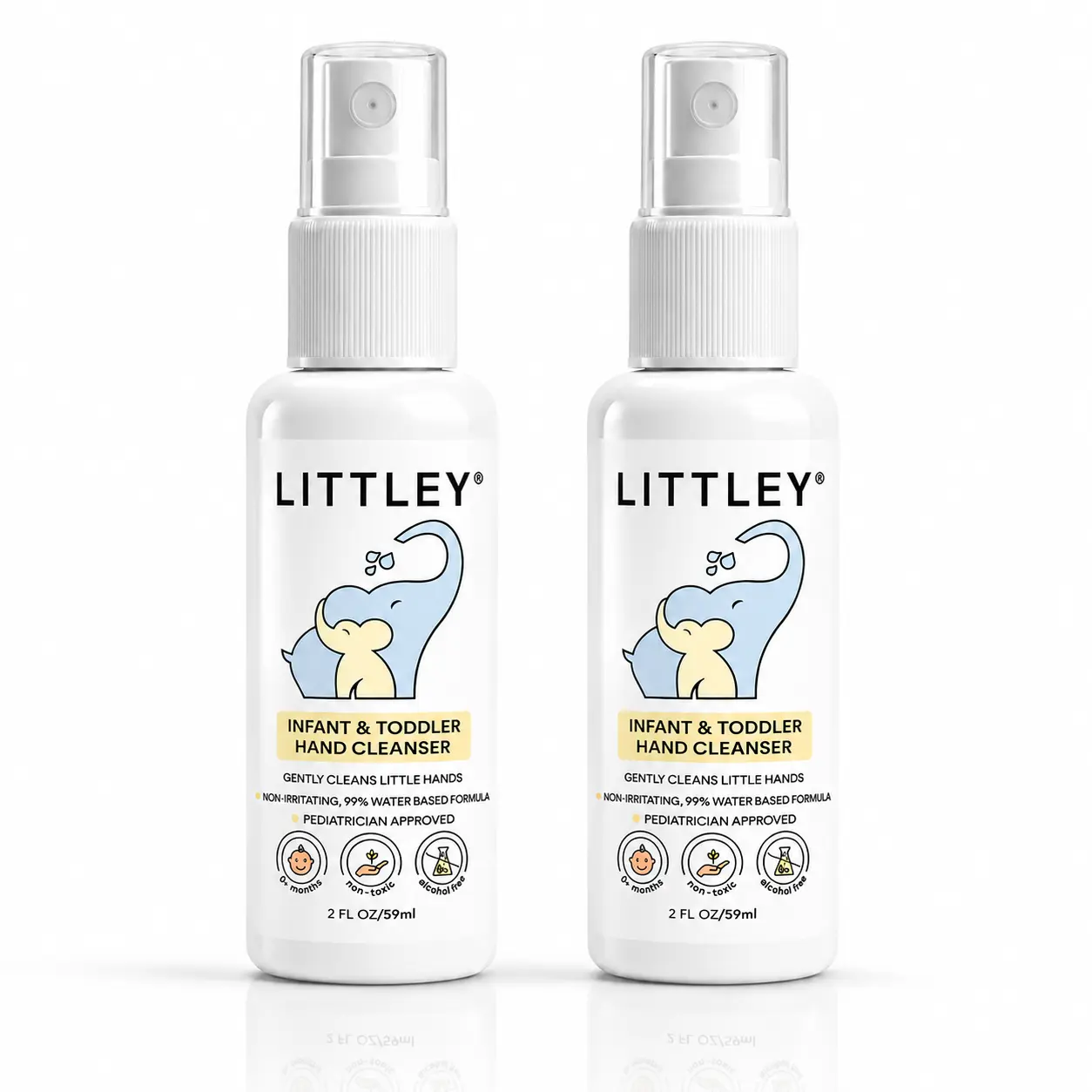 Littley 2oz infant & toddler hand cleanser 2 pack | alcohol-free kids hand spray | fragrance-free travel size