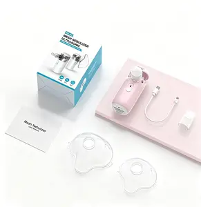 NXCUI Portable Mesh Nebulizer - Handheld Quiet Ultrasonic Machine for Adults & Kids, 2 Masks, Mouthpiece, USB/Battery Powered for Home & Travel Use