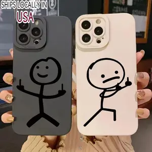 Cute Cartoon Matchman Matte Silicone Phone Case for IPhone 16 11 12 13 14 15 Pro Max Luxury Shockproof Protection Smartphone Cover Suitable for Unisex