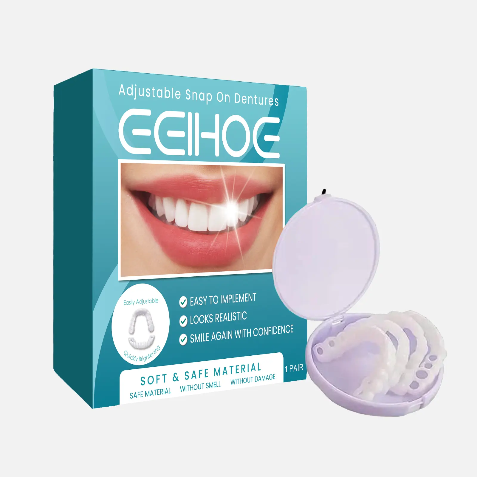 EELHOE Adjustable Buckle Denture, Temporary Fillings Interdental Fillings Orthodontic Denture Kits Oral Daily adjustable snap