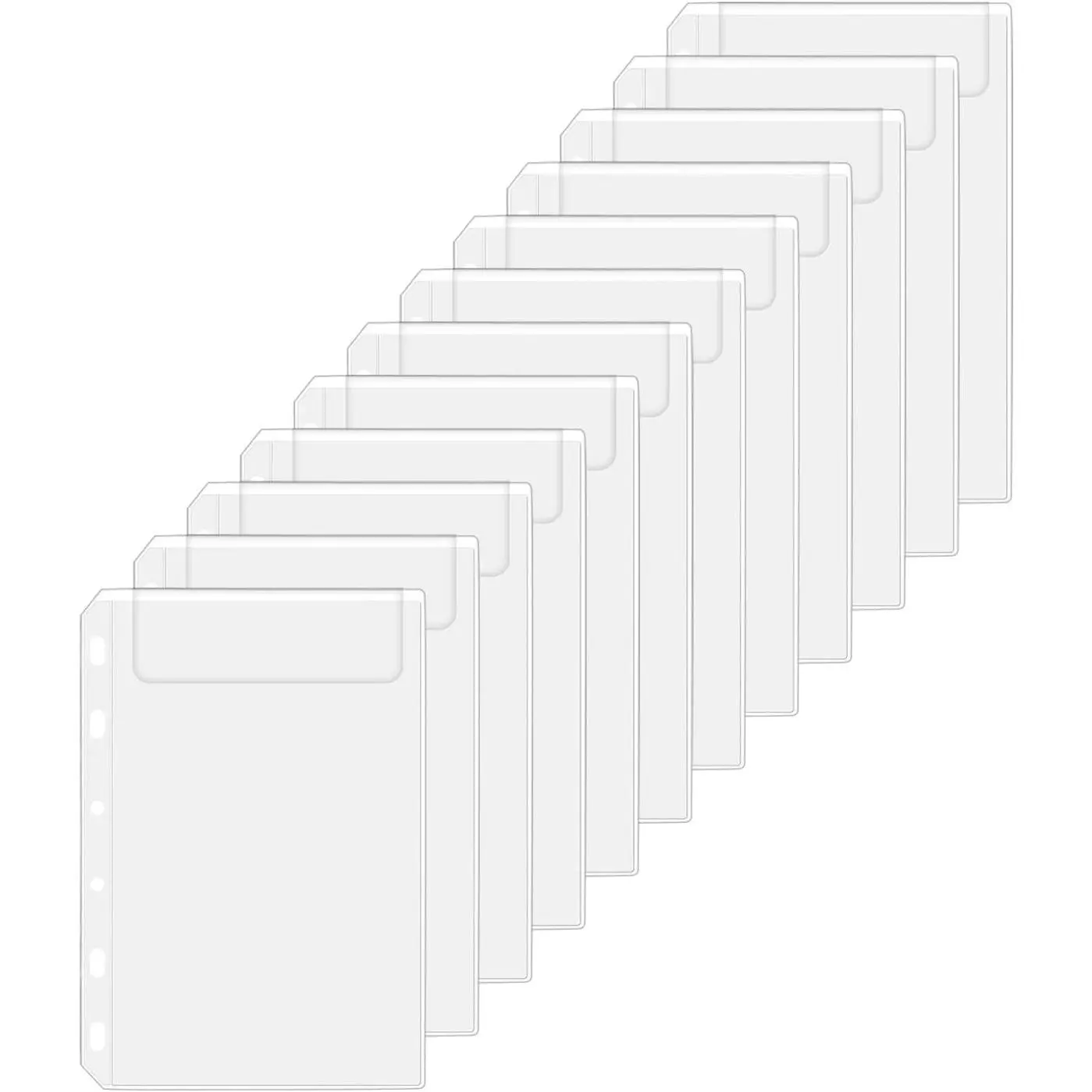 12PCS A7 Mini Binder Pockets No Zipper Cash Envelopes for A7 6 Ring Binder Wallet, Zipless Budget Binder Pouch Money Envelopes for Savings Binder, Clear PVC Money Folder Organizer for Cash
