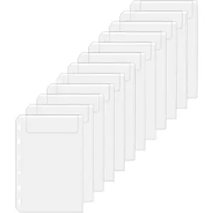 12PCS A7 Mini Binder Pockets No Zipper Cash Envelopes for A7 6 Ring Binder Wallet, Zipless Budget Binder Pouch Money Envelopes for Savings Binder, Clear PVC Money Folder Organizer for Cash