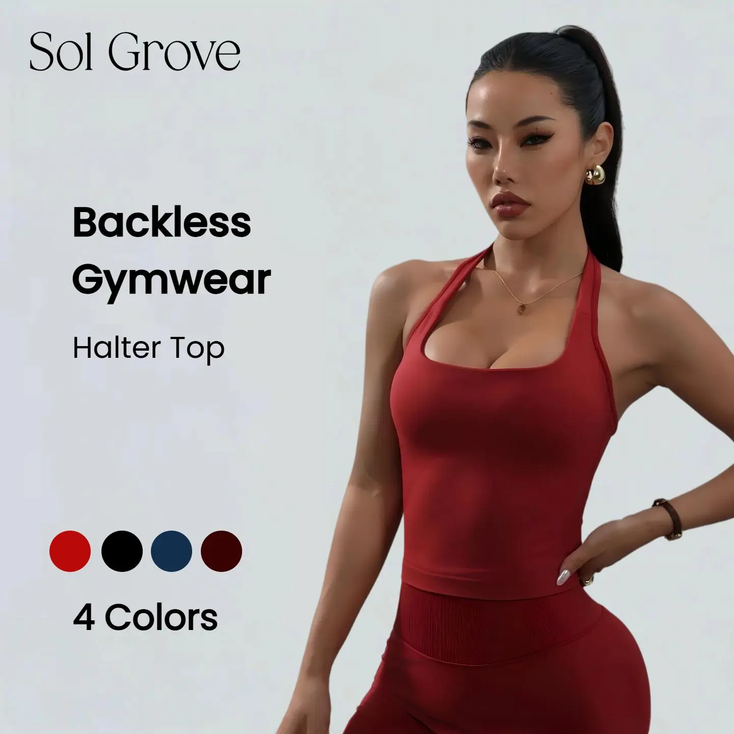 Women's Halter Top Workout For Yoga Fitness Gym Outdoors Form-Fitting Backless Quick-Dry Moisture-Wicking Elastic Seamless Women Activewear Clothing for All-Season Wear Blue Spandex Blue Blue Navy