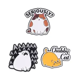 New brooch -3PCS cartoon Chubby Cat series badge pin, made of metal material, suitable for decoration on backpacks and clothing, exquisite gift, perfect for gifting to family and friends