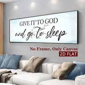 1. Count frameless canvas, "Give it to God and then go to sleep" poster, fashionable decoration inspirational poster, modern living room decoration, exquisite home decoration, wall art decoration, waterproof painting, printing, Unframed Art Print