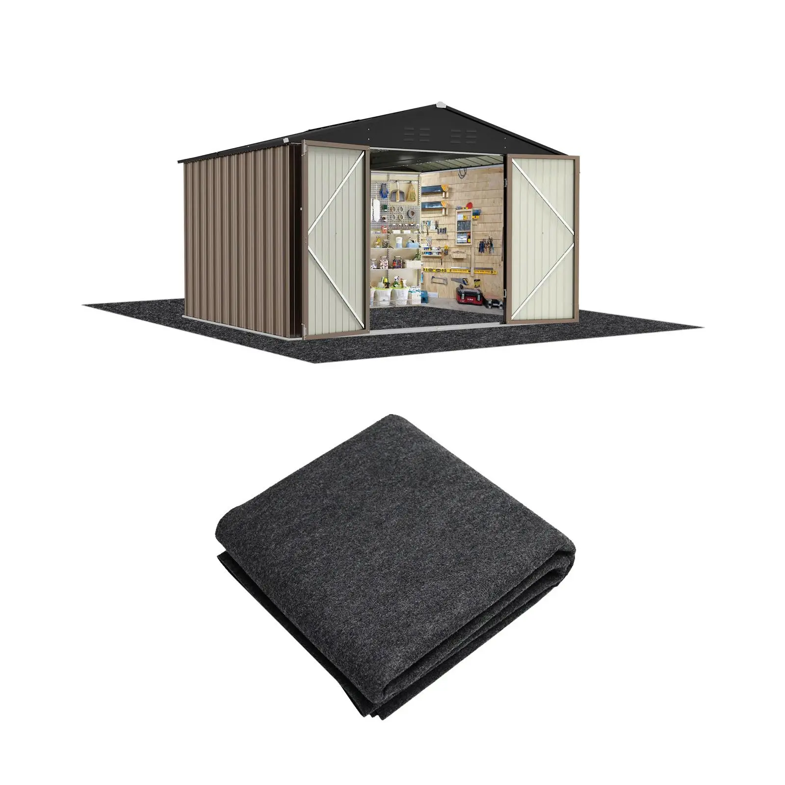 🛡️5 x 3 ft Outdoor Storage Shed Mat, Waterproof Floor Mat, Non-Slip & Non-Scratch Protective Mat for Garden Sheds, Felt Top, Pe Base, Shed Flooring, 5X3 Ft Size