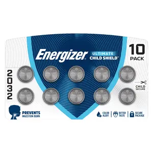 Energizer Ultimate Child Shield CR2032 Batteries (10 Pack), 3V Lithium Coin Batteries