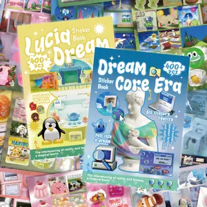 PRSTINCOL 2-Pack Double-Sided Flip Scrapbook (60 Sheets DIY Paper) with 1500+ Vintage Decal Book, DIY Decorative, Colorful Paper, Permanent Adhesive Options (Warm/Cool Tones) for Mood Boards, Crafting, Decal Stickers Book, Diy Decorative Stickers