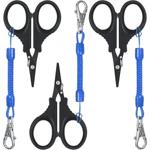 3 Pieces Fishing Scissors, Stainless Steel Fishing Line Cutter Portable Braided Line Cutter with Titanium Coating with Hook and Retractable Coil Lanyards Fishing Accessories