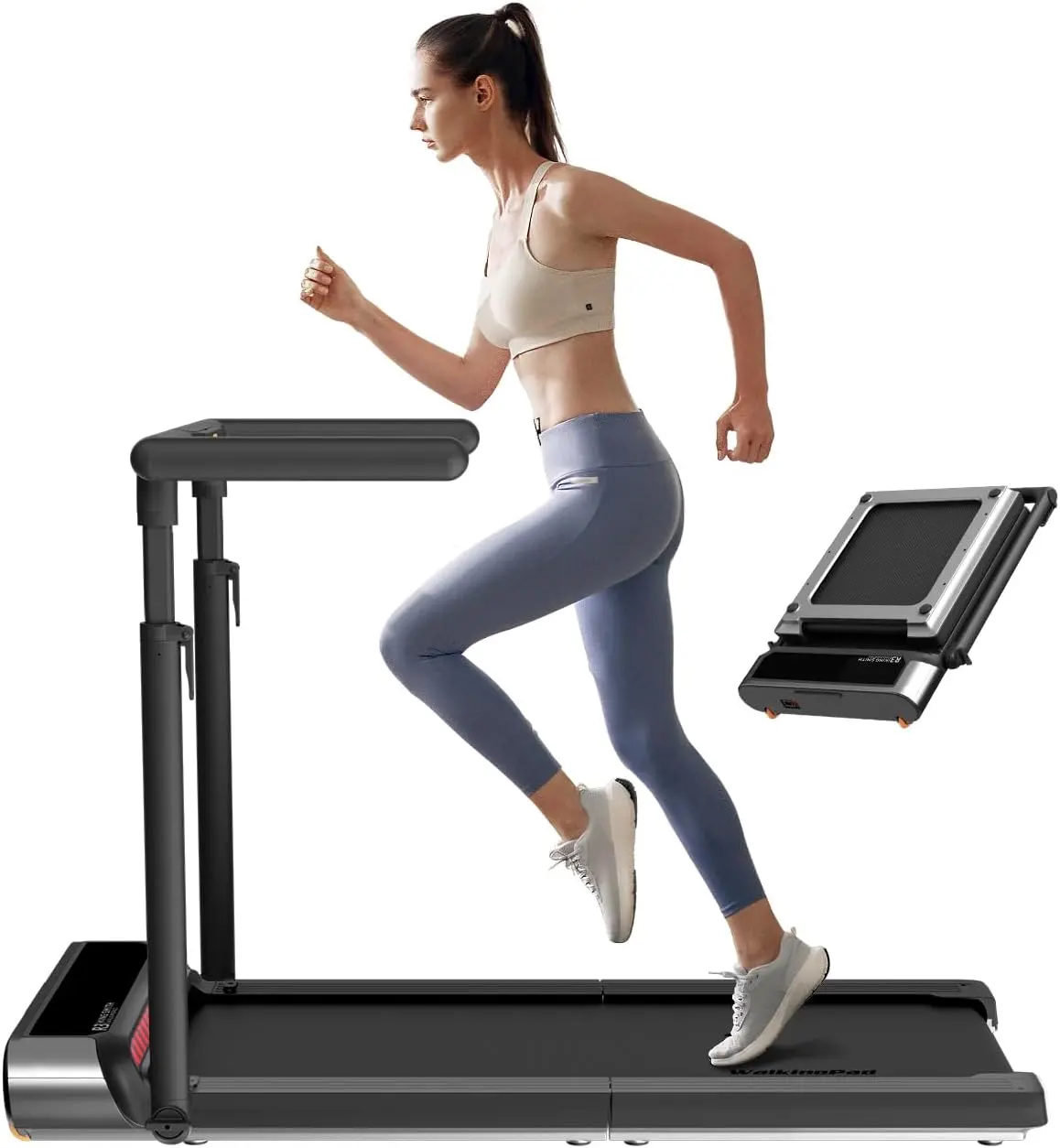 WalkingPad R3 Hybrid+ 2-in-1 Foldable Walking Pad Treadmill with Aluminum Alloy Frame & Adjustable Handrail for Home Office, 7.5 MPH Speed, Sturdy, Cardio At Home, Lightweight, Led Display, Collapsible, Ergonomic, Portable Treadmills, 7.5 Mph Max, Compact