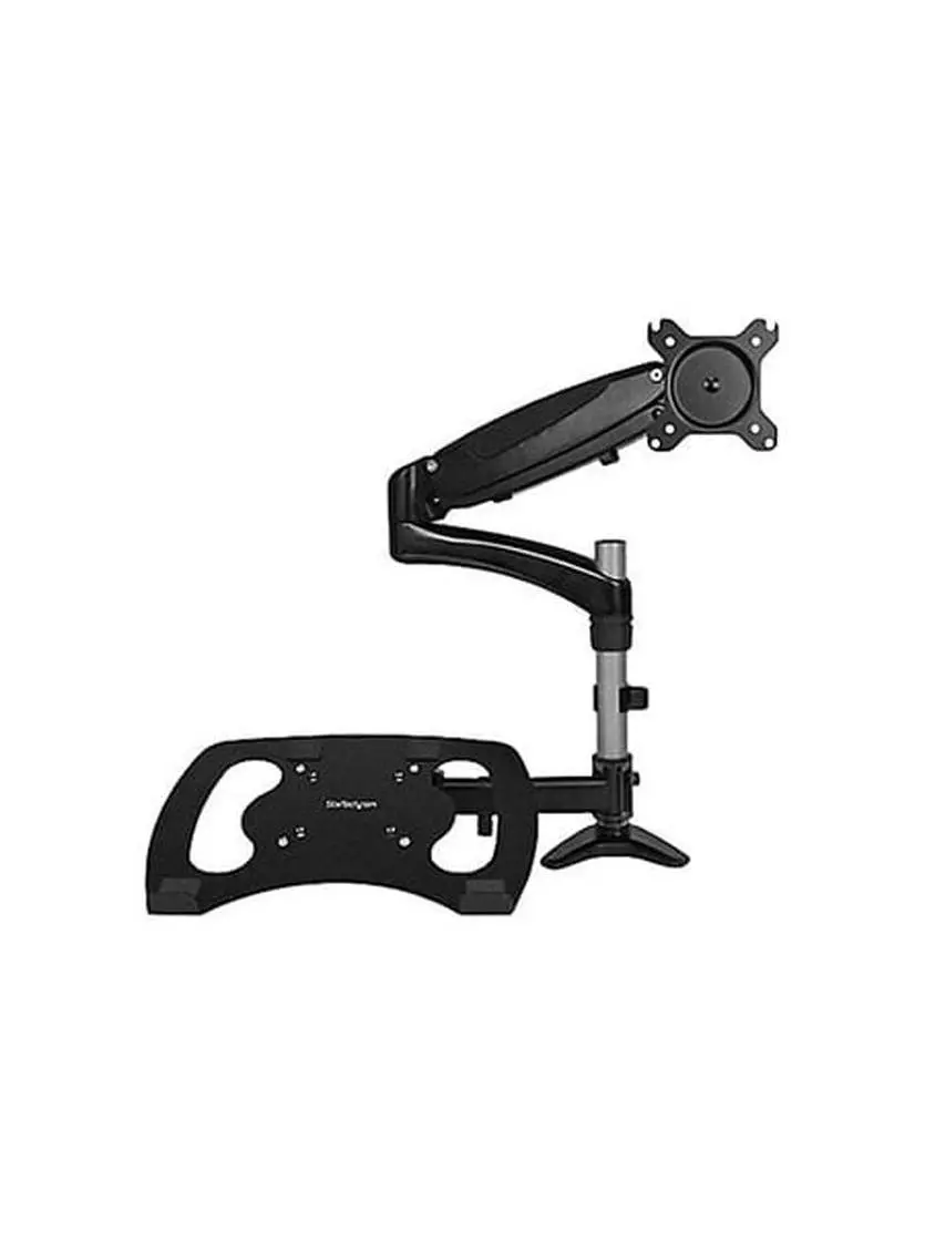 StarTech ST-ARMUNONB 360° 2-in-1 Laptop Stands & Trays - Dual Setup Flexible Swivel Arms for Monitors/Laptops, Height Adjustable, Supports 27" Monitors, Desk Clamp Accessories
