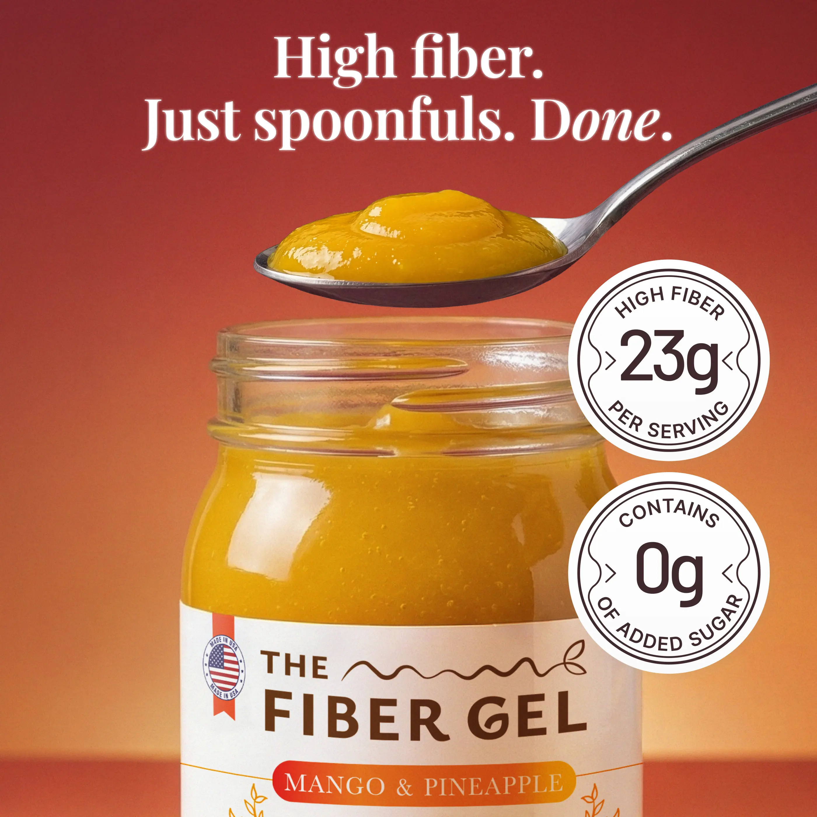 The Fiber Gel Mango&Pineapple: Smooth & Spoonable Plant-Based Prebiotic Fiber Gel (Psyllium Husk + Inulin), All Natural&No Sugar Added | Made in USA