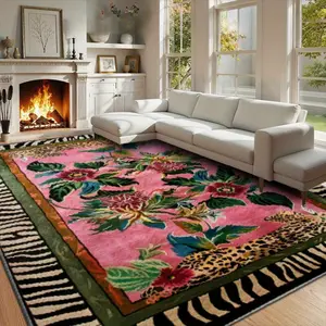 1pc Velvet Rainforest Floral Dream Pattern Decorative Textile - Rugs for Living Room, Sofa Cushions, Bedroom Carpets, Versatile for Home & Commercial Settings