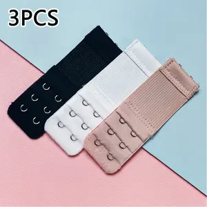 3-pack elastic bra extender, 2-row hook-and-eye bra extender, comfortable and non-restrictive universal hook-and-eye fastener, a magical tool for adjusting bra size