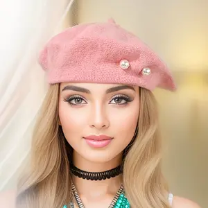 A Pearl-Decorated Wool Beret, a New Stylish And Versatile Beret for Women, Perfect for Y2K Art Enthusiasts, Making It The Best Gift for Christmas for Your Wife And Mother.