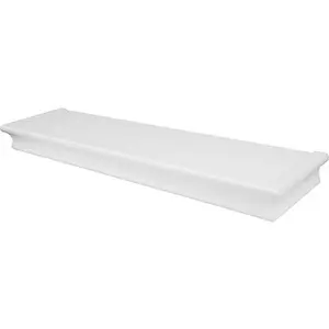 212 MAIN High & Mighty Beveled Edge Floating Shelf, 24 in., White, Tool-Free Wall Hanging Decor Shelves with Flat Profile, Hillman 230009 Fastener for Room Decor