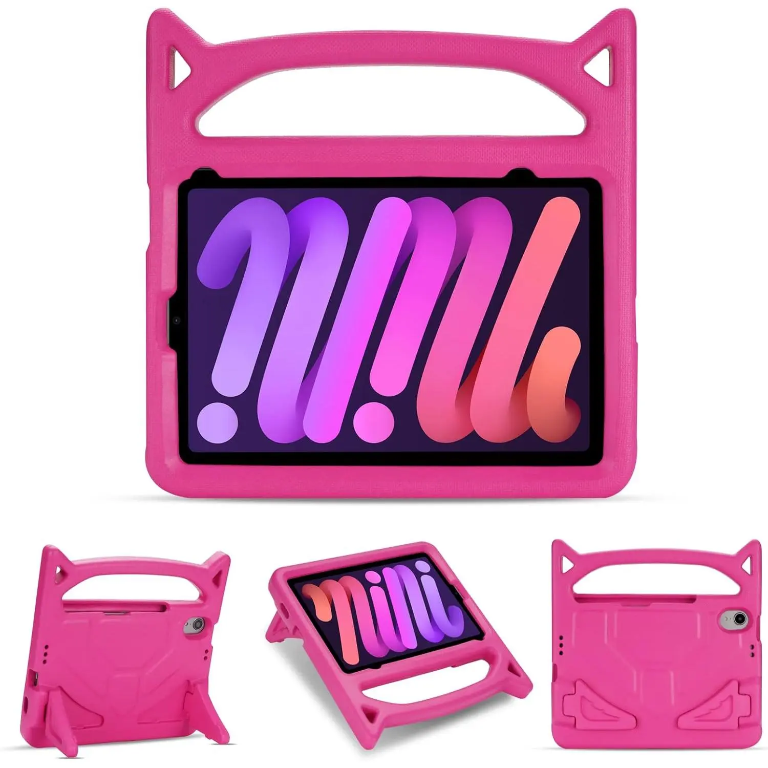 Handy Protective Synthetic Durable Tablet Case for iPad mini 6 (8.3in) 2021 & iPad mini 7 (A17 Pro) 2024, EVA Shockproof Accessory with Handle, Folding Kickstand, Pencil Holder & Precise Cuts, Ipad Mini 6 (2021 A2567/A2568/A2569)