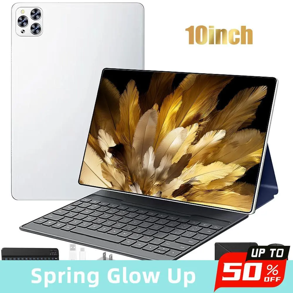 【Black Friday】KEPEAK 10.1 In Electronic Android 15 Tablet (4GB RAM+64GB Storage, Dual SIM, SD Card Compatible), 1280x800 IPS Screen, 5000mAh Battery, 5MP+13MP Rear Camera, Bluetooth, USB-C Cable, Adapter, Keyboard, Mouse, Stylus,