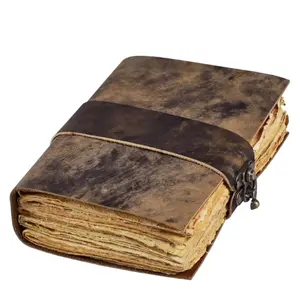 Leather Bound Vintage Journal 200 Pages Antique Deckle Edges Handmade Paper 7x5 Inch