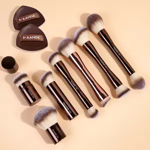 MAANGE 9pcs Makeup Tools Including 7pcs Metal Tube Face Makeup Brushes + 2pcs Marshmallow Air Cushion Powder Puffs, Face Brushes, Beauty Tools Kit, Cosmetic Brush Set, Makeup Brushes Kits, Makeup Accessories Gifts for Friends