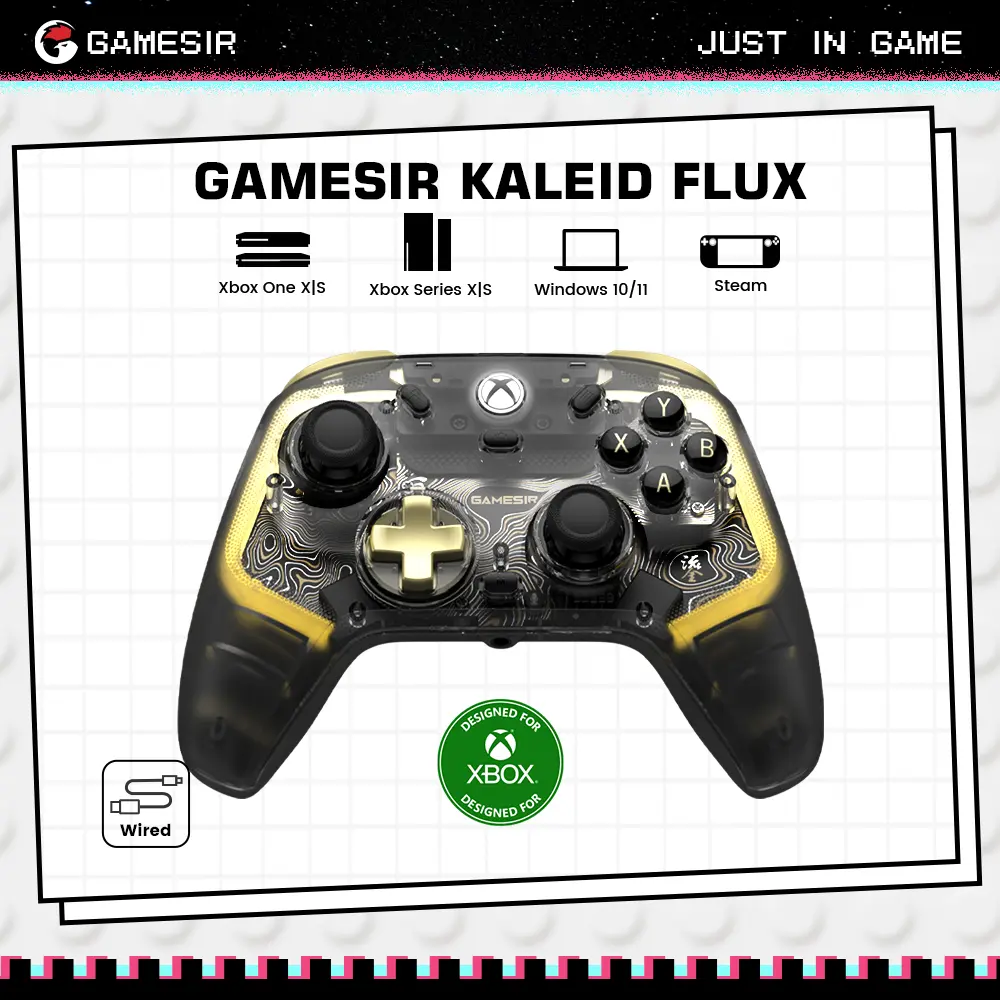 GameSir Kaleid Flux Wired RGB Light Console Game Stick Controller - Anti-Drift Accessory for Xbox Series X|S, Xbox 1, Windows 10/11 & Steam with Precision Hall Effect Sticks, Triggers & Customizable Experience, Accessories, Game Stick Controllers