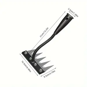 1PC Heavy Duty Carbon Steel Garden Weeding Rake - Metal Dethatching Hand Rake for Gardening and Soil Aeration, No Handle Included
