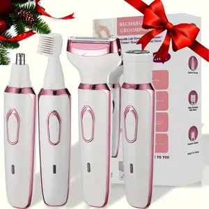 Women's 4-in-1 & 5-in-1 Silky Hair Removal Electric Shaver Kit - USB Rechargeable, Stainless Steel Blade, Bikini Trimmer for Face, Legs, Bikini Area - Ideal Outdoor Gift for Her