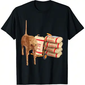 I Eat Cement Cursed Cat Funny Oddly Specific Weird Meme T-Shirt, Oversized Short Sleeve Classic Heavy Cotton T Shirt Printed Graphic Tee Women's Casual Short-Sleeved Top