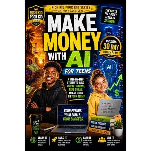 USED Book - Rich Kid, Poor Kid: Making Money with AI – A Beginner’s Guide to AI Side Hustles, Automation, and Online Business: Learn how to use ChatGPT, Canva, ... income stream. (The Rich Kid Academy Series) by Anthony Carmichael (Paperback) - english