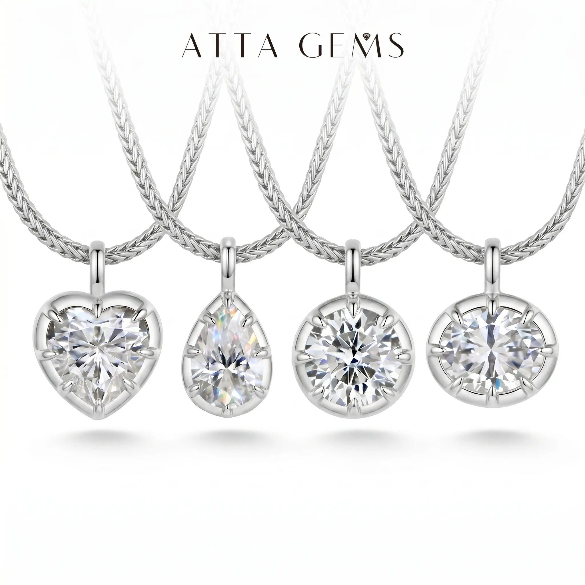 ATTAGEMS 2-4ct Heart/Pear/Oval/Round Cut D Color VVS1 Lab-Created Moissanit Pendant Necklace for Women Copper Necklace Birthday Anniversary Party Sparkling Delicate Jewelry Gifts NU01 tiktokshopbacktoschool