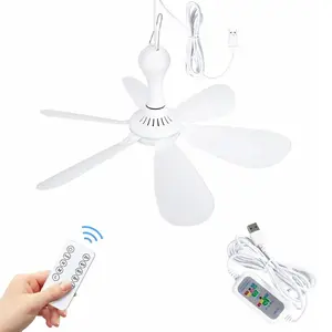 USB Mini Small Ceiling Fan Quiet Camping RV Fans Timing,Speed Emergency Portable Outdoor Hanging Gazebo Canopy Dorm Silent For Grow Tent,Hiking, fan Home Room with Remote,cool summer