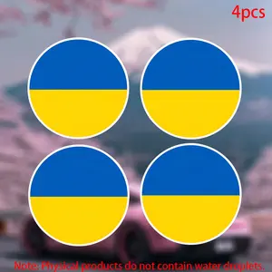 4pcs-Ukraine Flag Round Sticker-Car stickers for doors, windows, laptops, luggage, furniture and bumpers-durable adhesive vinyl material