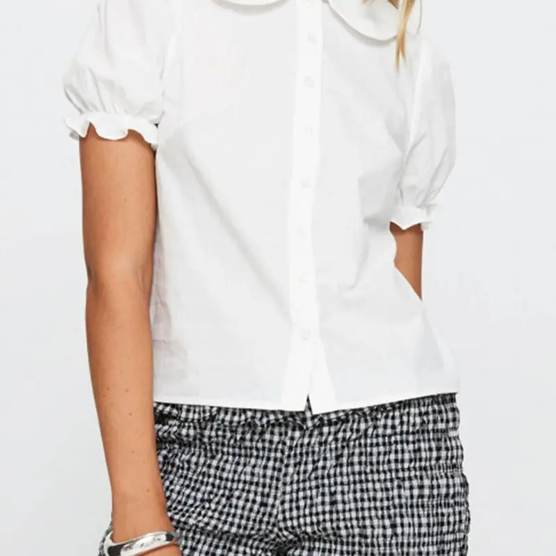 Women's Short Sleeve Button Front Shirt Blouse, Button Up Blouse, Versatile Work & Daily Wear Top Stylish Women's Clothing for Everyday Use