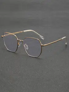 Men's Metal Geometric Large Frame Fashion Mirror, Stylish Versatile Casual Decorative Flat Mirror, Perfect for Daily Business Commute, Fashion Frames, Business Glasses, Metal Frame Eyeglasses