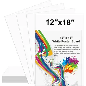 10 Pcs 12" x 18" White Poster Board Paper Bulk 250 GSM Thickness Blank Poster Boards for Drawing School Arts Craft Projects Presentations Scrapbooking Graphic Display