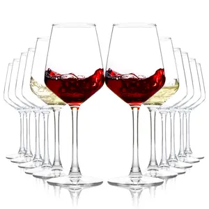 12Oz Red/White Wine Glasses Set, 8/12 pcs, Durable Long Stemmed Crystal Clear Glasses, Lead-Free Goblet, Perfect for Home Wedding Party Christmas
