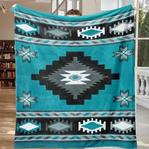 Southwestern Navajo Star & Geometric Blanket Collection – Vibrant Pink Turquoise Purple Classic Vintage Tribal Design Ultra Soft Cozy Plush Fleece Blankets Perfect For Western Boho Cabin Rustic Home Decor