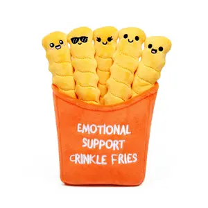 Emotional Support Crinkle Fries by Relatable, Cuddly Stuffed Animals and Toys, Squishy Toys and Plushies, Great Gift Ideas for Loved Ones of All Ages, Includes 5 Plushies with Carrying Basket