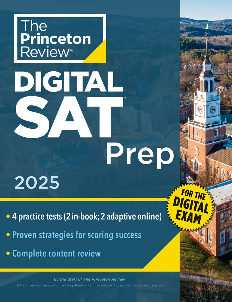 USED Book - Princeton Review Digital SAT Prep, 2025: 4 Full-Length Practice Tests (2 in Book + 2 Adaptive Tests Online) + Review + Online Tools by The Princeton Review (Paperback) - english