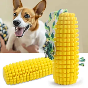 Dog Chew Toys for Chewers,Idestructible Tough Durable Squeaky Interactive Dog Toys，Durable Dog Teeth Cleaning Toy for Medium Large Breeds，Corn Stick Toy (Yellow)