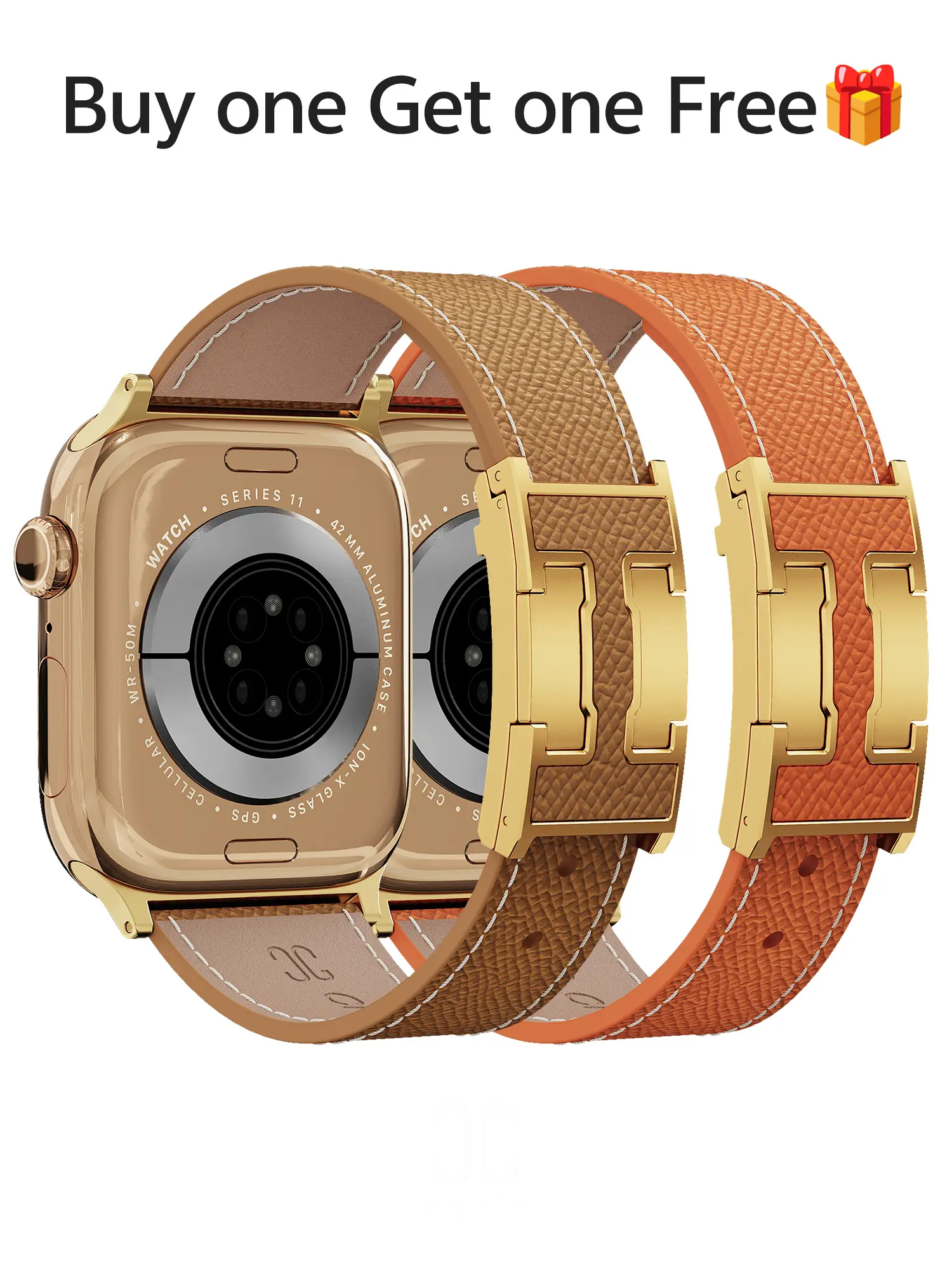 CrazyGrass Dual-Pack Palm Grain Leather Wearable Smartwatch Bands, Premium Quick-Release Replacement Straps, Universal Fit for Series 1-11 SE/Ultra, 38/40/41/42/44/45/49mm, Comfortable Business Daily Accessories,sohochic
