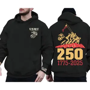 USMC 250th Anniversary Hoodie – United States Marine Corps Pride Pullover, Patriotic Eagle Graphic Hoodie , Veterans Day Military Tribute Hoodie for Men & Women, American Freedom Unisex Fleece Top,Made in USA