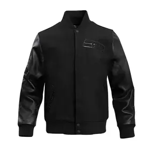 Hide Crafts Seatle Seahawks Triple Black Varsity Wool Leather Jacket Classic Fleece Blend for Fans Game Day Casual Wear