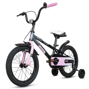 Hykolity Kids Bike Boy Girl Bicycle BMX Handbar 16 inch for Children Age 4-6 Height 38-48" Child Sport Bike includes Training Wheel Black Pink
