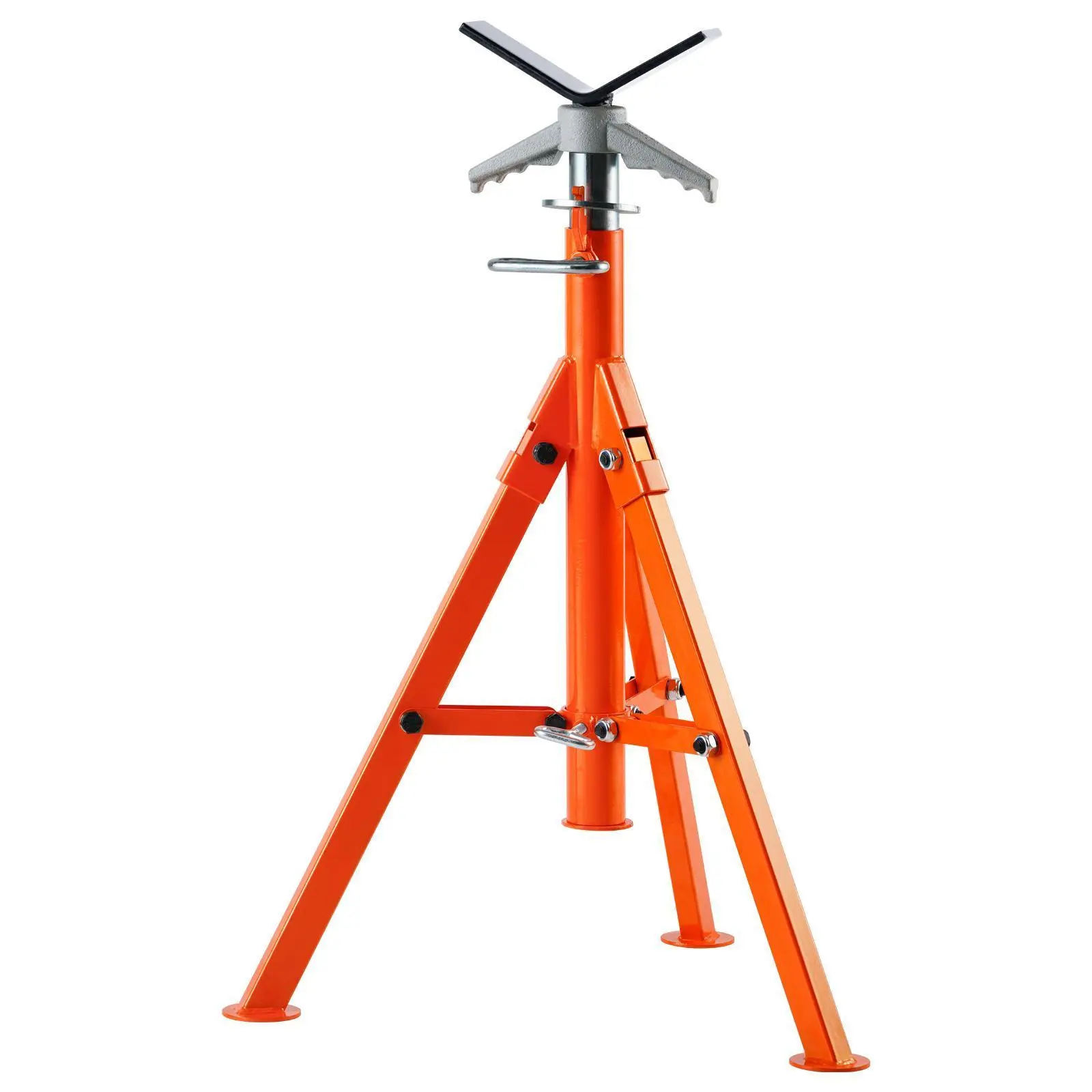 【Fallpicks】VEVOR #45 Steel Detachable Jack Stand, 2500LBS Heavy-Duty, 27.2"-52" Height-Adjustable V Head, Supports 1/2-12 in Pipes for Threading, Heavy-Duty Construction & Industrial Facilities Pipe Maintenance